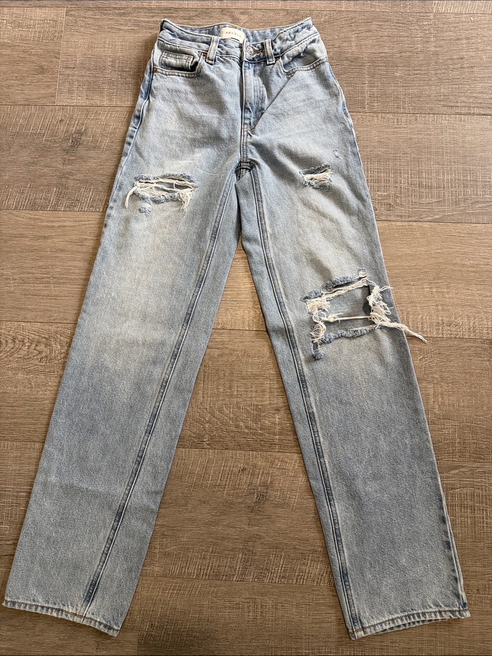 PacSun Light Blue Distressed Straight Leg Jeans
